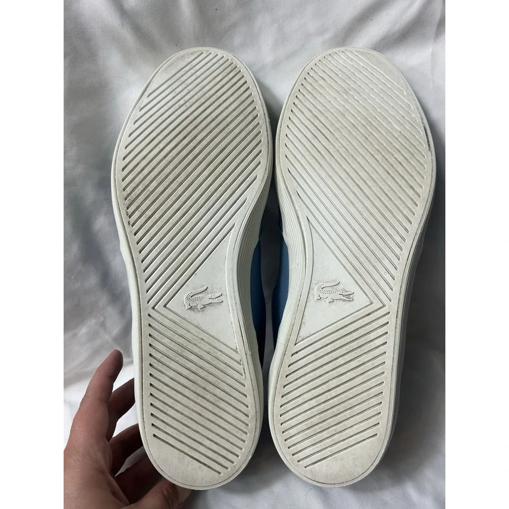 Lacoste Jouer‎ Slip On Blue Canvas Sneakers Mens 12 Coastal Minimalist Preppy